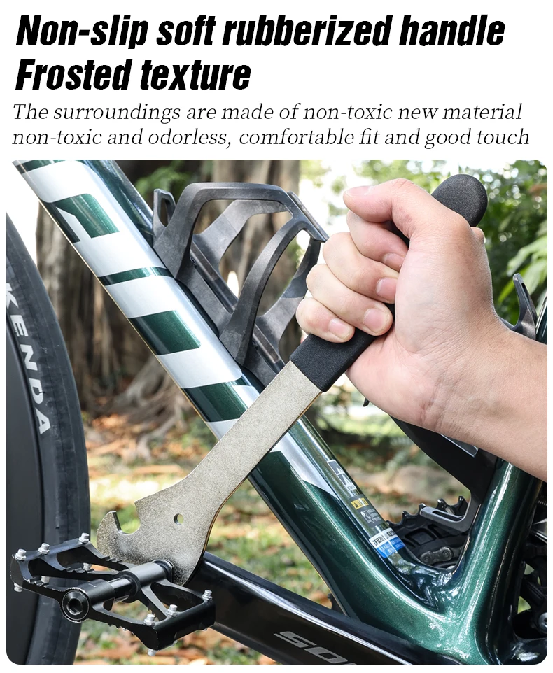 LEBYCLE Fahrradpedalschlüssel, extra langer Griff, robust, langlebig, Fahrradpedalschlüssel, installieren Sie 15 mm Werkzeug, Fahrradzubehör – Detail 13