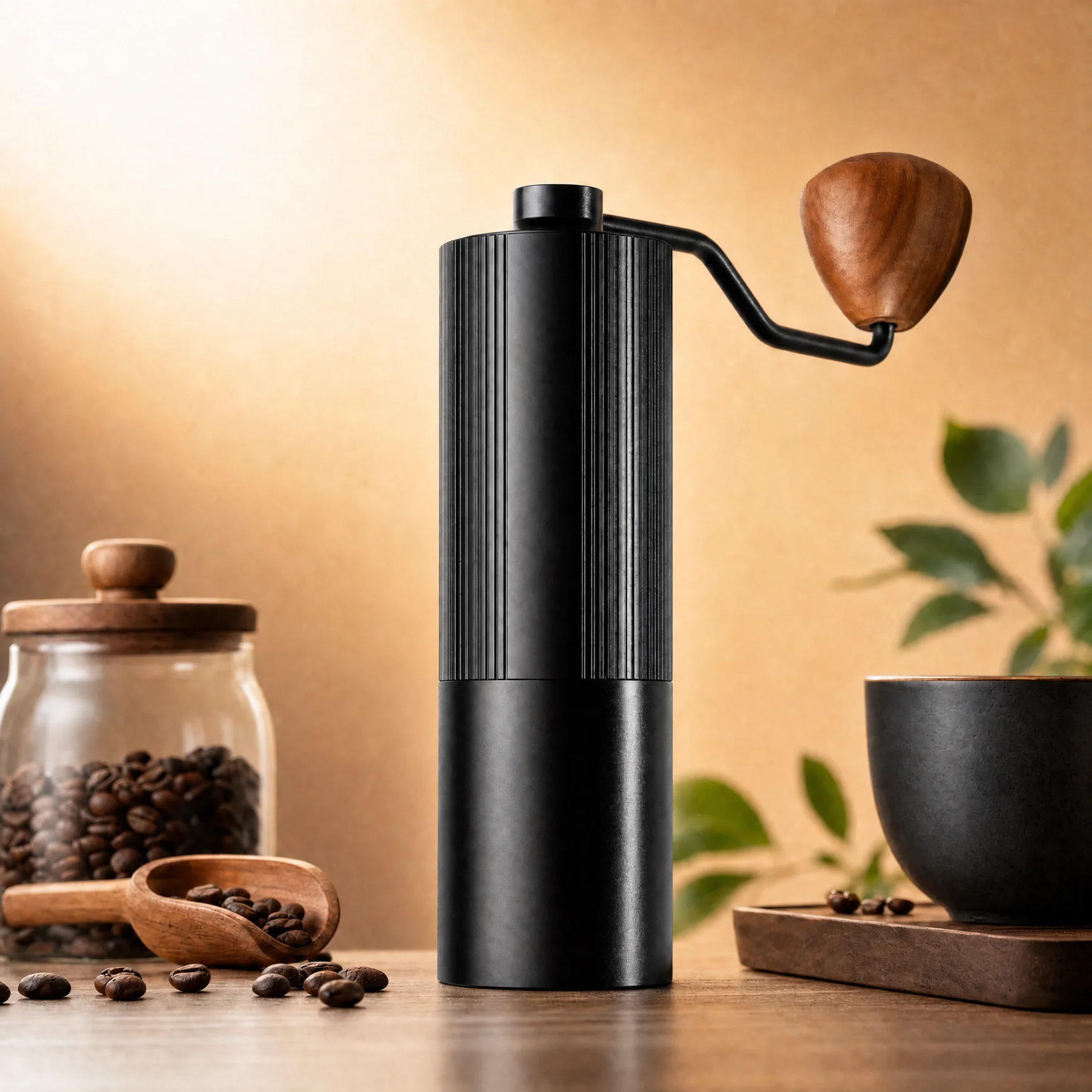 CNC Stainless Steel Burr Manual Coffee Grinder Portable Coffee Maker Precision Grinder Hand Crank Integrated Alloy Body