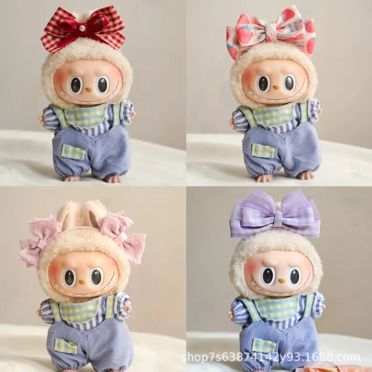 Labubu 귀여운 미니 인형 헤어 보우 헤어 후프 헤어 클립 인형 머리 장식 액세서리에 대한 Kawaii 리본 Bowknot 머리띠