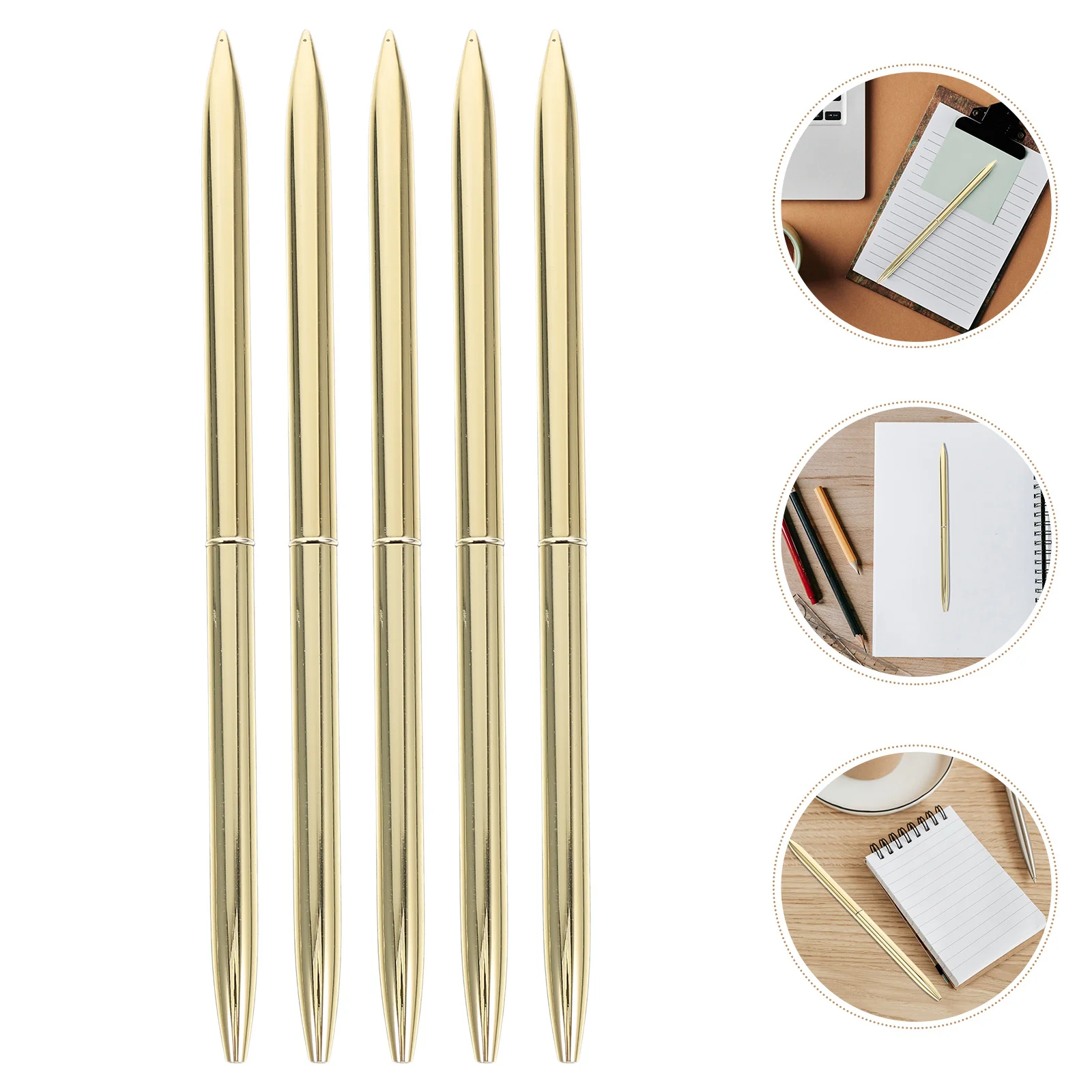 

5Pcs Rotating Ballpoint Pens Black Ink Metal Body Smooth Writing for Office Business Study Guest Book Signatures Portable Design