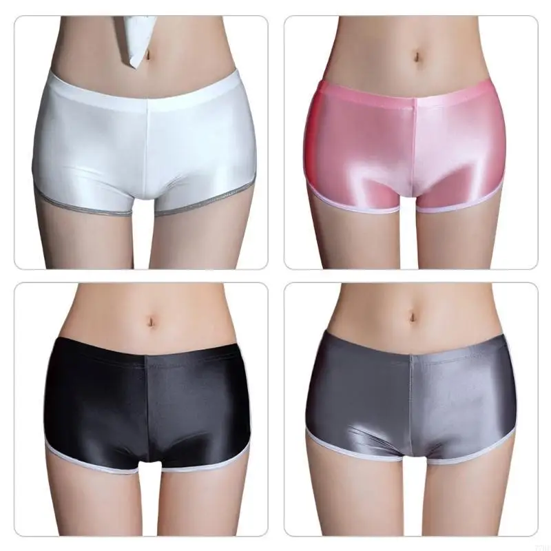 77HE 女性のローウエスト絶賛ディスコダンスボトムスオイルシャイニングホットパンツメタリック戦利品ショーツダンスフェスティバル衣装ギフト