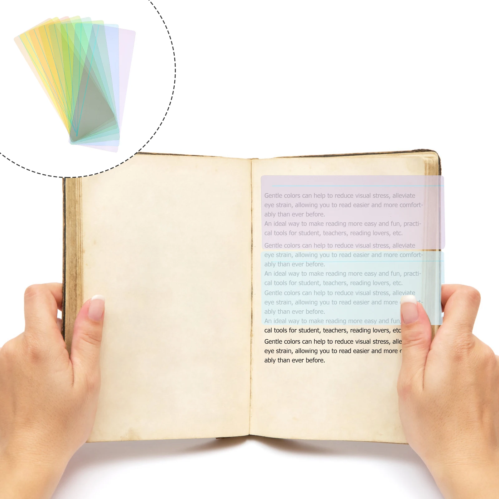 8개입 독서 스트립 가이드 하이라이트 추적 자 책갈피 페이지 마커 어린이 및 성인용 컬러 틴트 라인 PVC