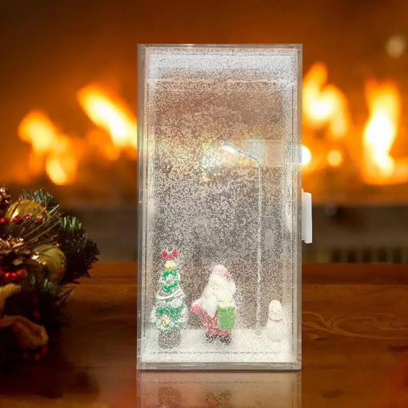 Snowy Night Flowing Small Night Light Snow Scene Street Light Snow Simulation Handmade Diy Material Package Desktop Decor