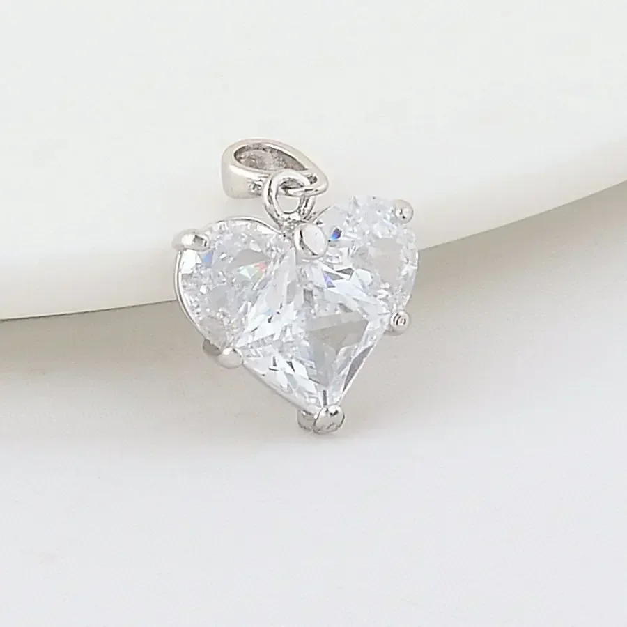4PCS 10.5MM 14MM 14K Gold Color Brass with Zircon Heart Charms Pendants Necklace Earrings Jewelry Making Supplies Accessories