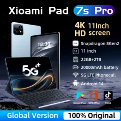 2025 Pad 7S Pro Global Mi 11 inch tablet Android 14 22GB 2TB Snapdragon 8 Gen2 4K HD 5G WIFI Bluetooth WPS 20000mAh tablets Tab