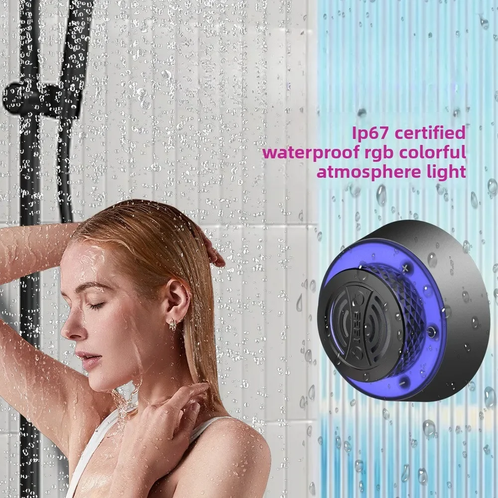Stable Waterproof Bluetooth Audio Mini Round Mobile Phone Holder Speaker Suction Cup Portable Subwoofer