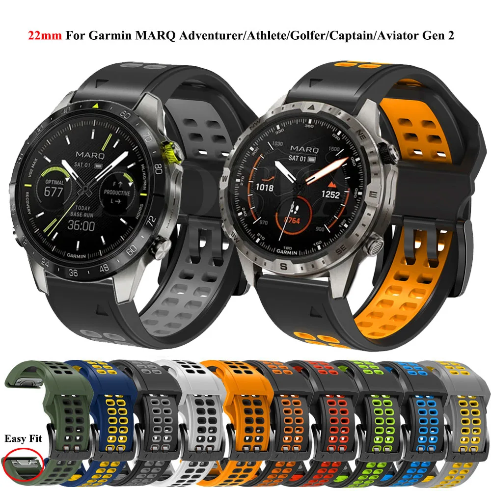 Strap For Garmin MARQ Athlete Adventurer Golfer Captain Aviator Epix Gen 2 Quickfit 22 26mm Fenix 7X Silicone Watchband Bracelet