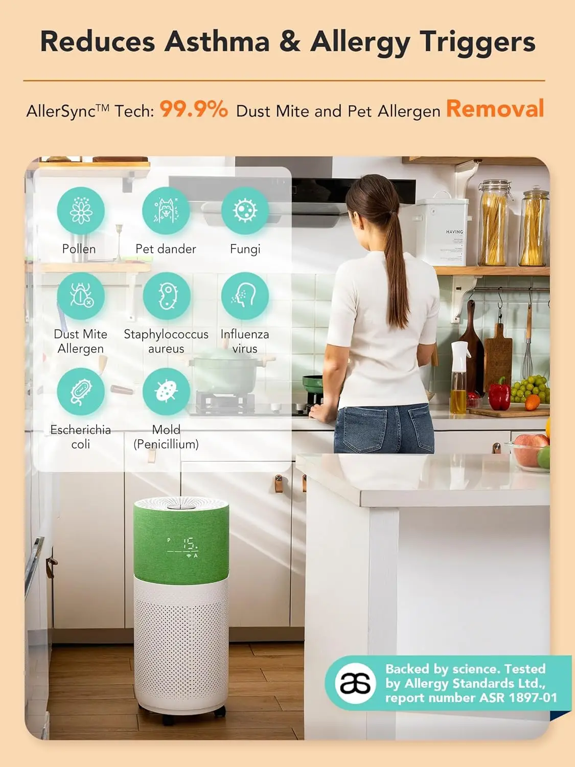 Air Purifiers for Home Large Room Up to 2550 ft², H13  Air Cleaner Works with  for Dust, Allergens, Pollen,