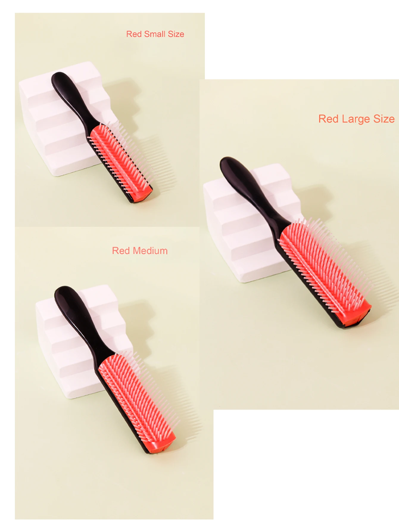 1pcs 9-row wrinkle removal massage curly hair brush, detachable 9-row comb plastic wet hair brush