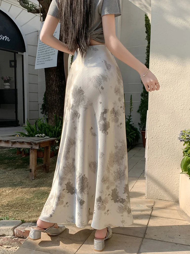 Gonna a trapezio sottile a vita alta estiva Gonna da donna allentata da strada alla moda femminile Gonna da donna attillata dolce chicly elegante da donna