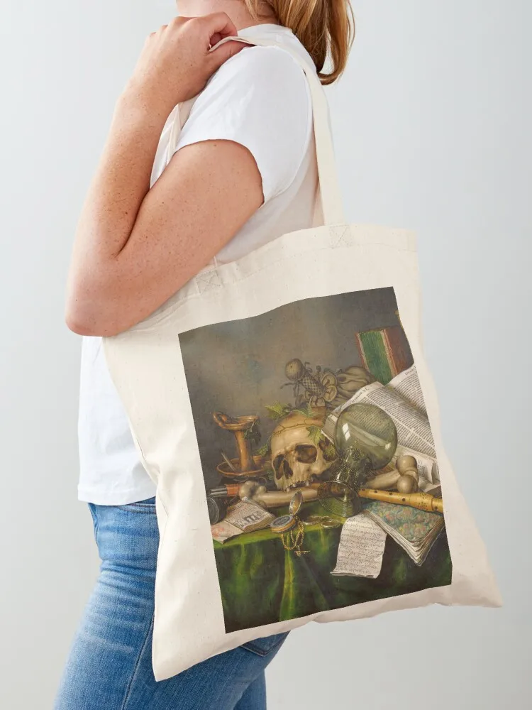 

Vanitas - Still Life with Books and Manuscripts and a Skull by Edwaert Collier, Dutch, 1663 Tote Bag Reusable bags