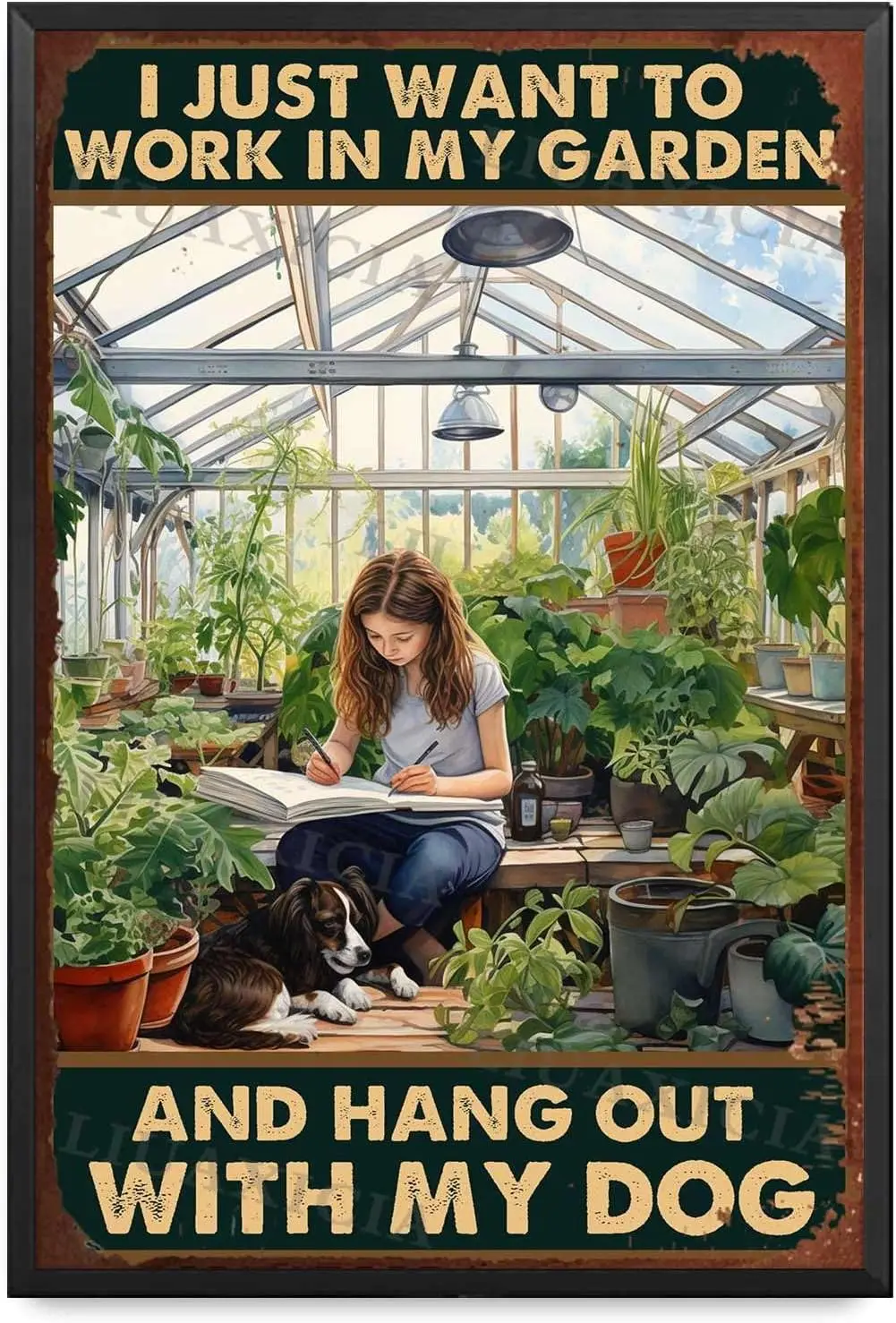 Funky Tin Sign I Just Want To Work In My Garden For Home Bedroom Wall Decor Gifts 8.00