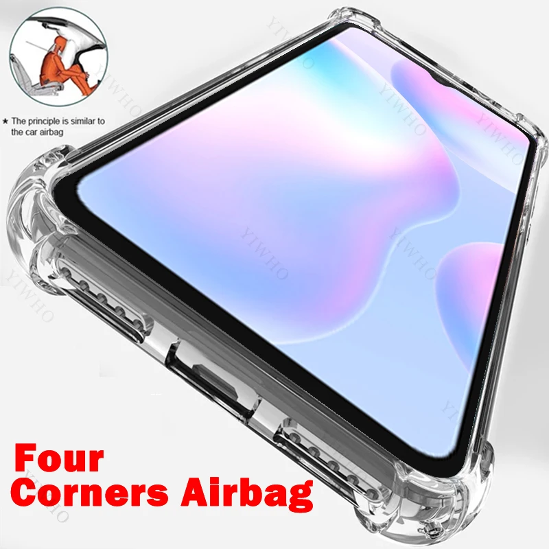 Safety Clear Phone Case for Xiaomi Redmi 9A M2006C3LG TPU Thickened Transparent Case for Redmi 9 A Shockproof Anti-scratch Cover