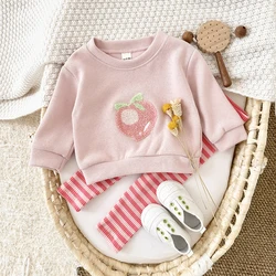 Baby Girl Pants Top Sets Long Sleeve Toddler Infant Outfits Cute Peach 2Pcs Kids Autumn Baby Clothes Newborn Spring Sweatshirt