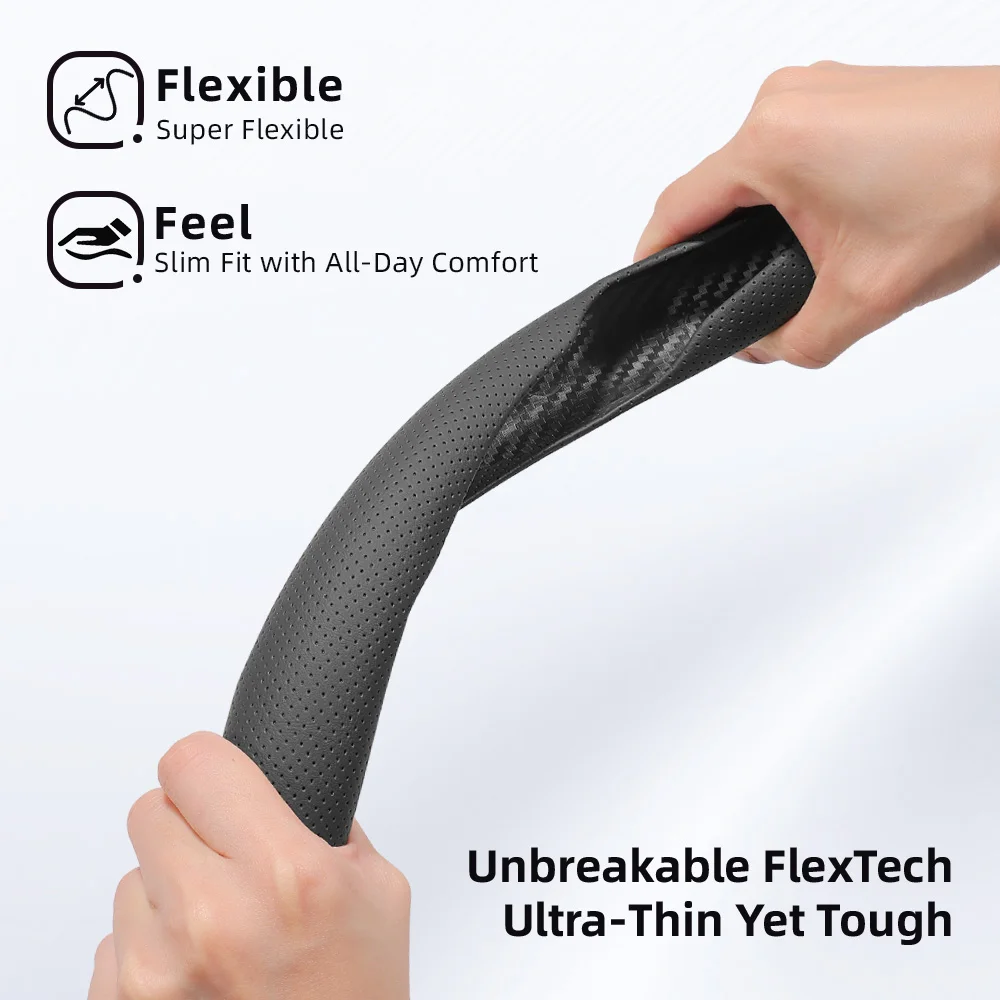 Suitable for Leapmotor Breathable Leather Steering Wheel Cover with Segmented Quick-Release Design, Non-Slip and Durable, for Models T03 C10 B10 B05 B03X C16 C11 C01, Etc., in Black, Bright Red, and Green view 4