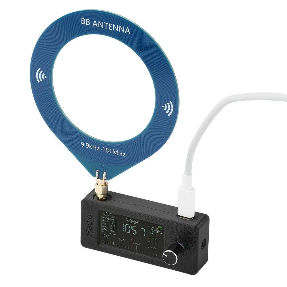 9,9–108 MHz tragbares MINI-Radio, 1,9 Zoll IPS-Farbbildschirm, SI4732 LSB/USB/AM/FM, Allband-Radioempfänger mit Antenne