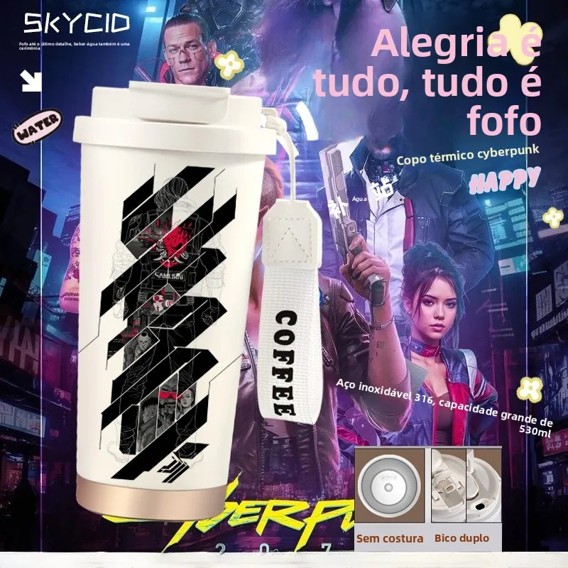 サイバーパンク-エッジランナー-2077-ゲームテーマ-大容量-ステンレス製-コーヒーカップ-漫画デザイン入り