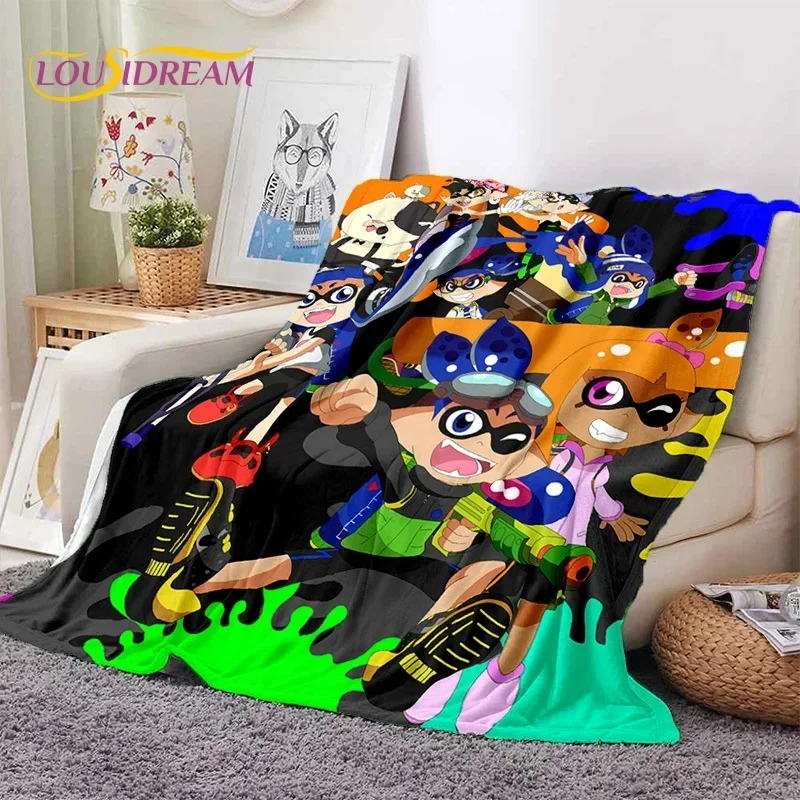 

Splatoon3 PC game cartoon game game beds soft flannel blanket for beds bedroom sofa picnic, throw blanket cover outdoors enterta