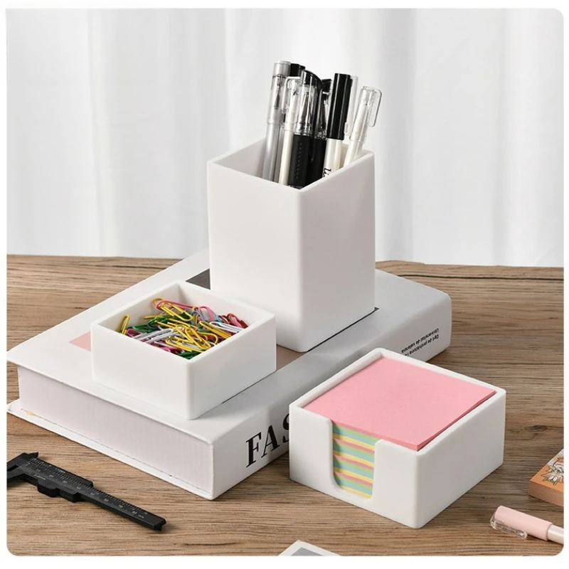 

Stationery Pen Holder Note Paper Clip Desktop Storage Box Silicone Light Luxury Simple Stationery