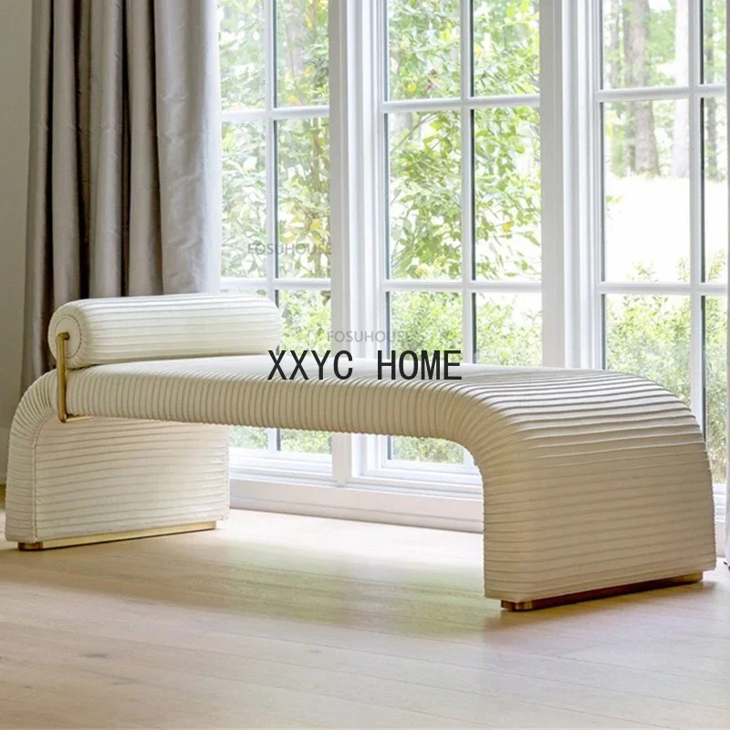 Nordic Artificial Leather Living Room Sofa Stool for Home Furniture Bedroom Bed End Stools Designer Upscale Comfortable Bench