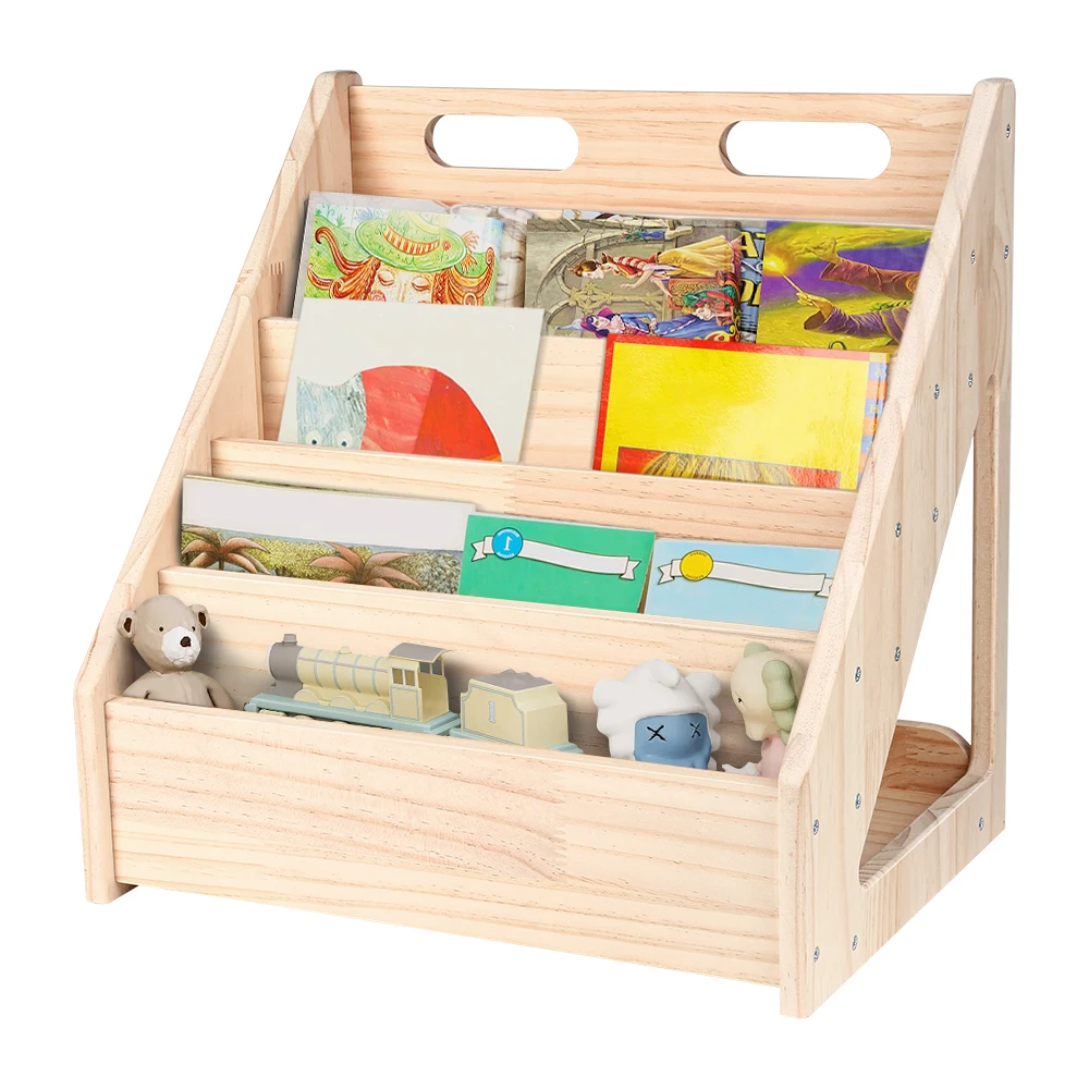 Bibliothèque pour tout-petits de 1 à 5 ans, bibliothèque avant avec poignée et dispositif anti-basculement, bibliothèque pour jardin d'enfants/scolaires