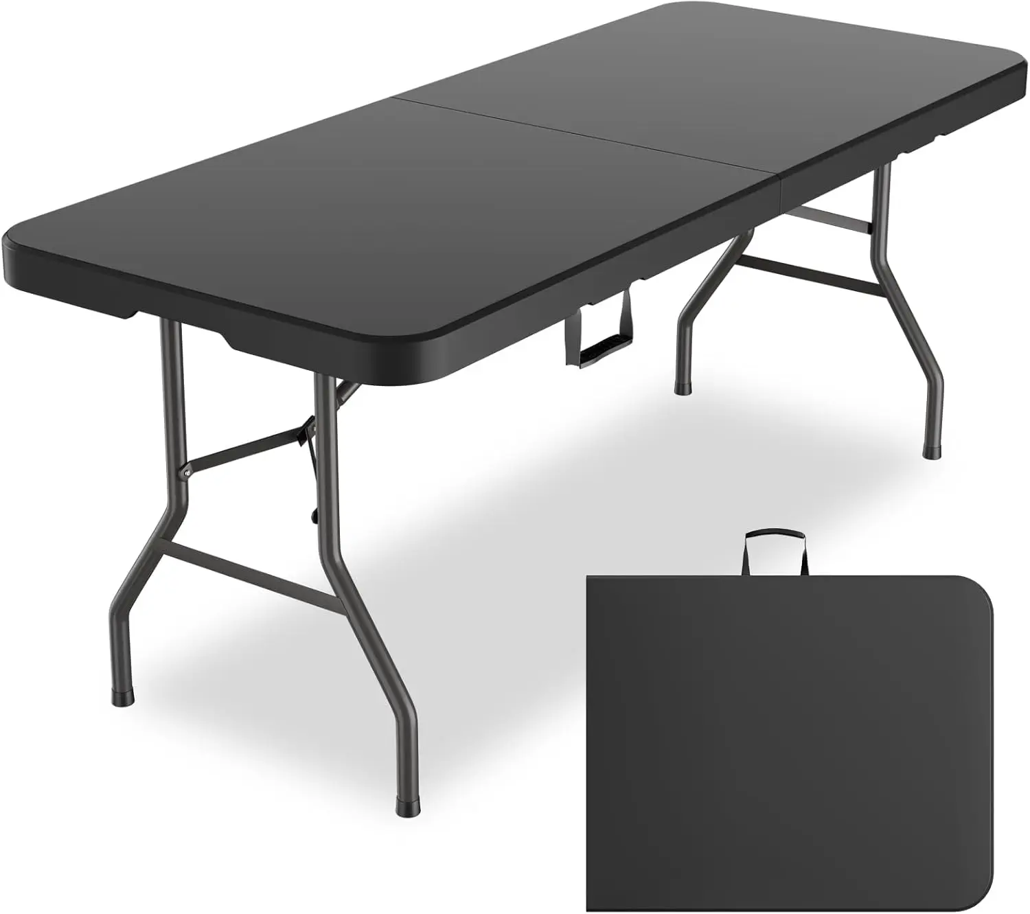 

6ft Heavy-Duty Outdoor Folding Table for 6 Sturdy HDPE Top 350lbs Capacity Foldable Lockable Design No Assembly Camping Parties