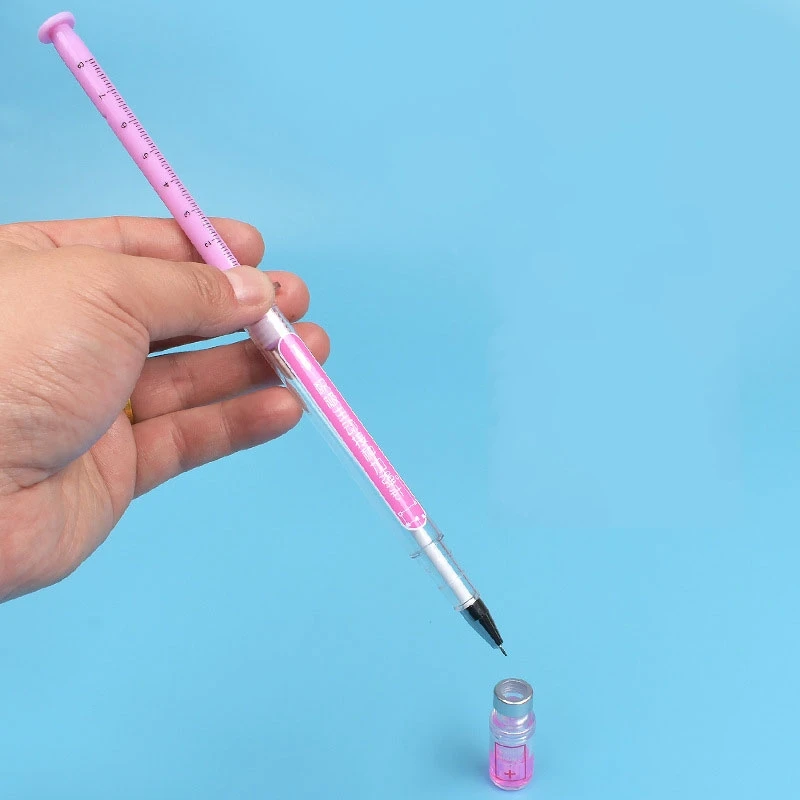 6Pcs New Actively Vaccinated Gel Pens Vaccine Pen Simulation Needle Tube Neutral Pens Ballpoint Pen Black Ink Pens