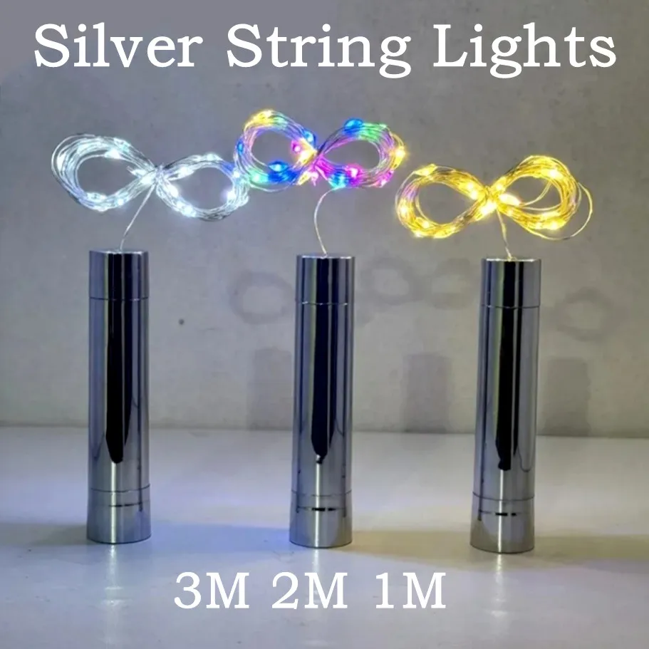 3-1PCS Colorful LED Silver Line Wine Bottle Cork Starry Light String For Christmas Wedding Festival Decoration Party Decor Light