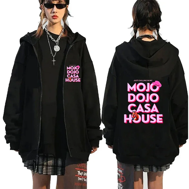 Mojo Dojo House House Full Zip Hoodie, Gothic Vintage Hoodie,Aesthetic in My Mojo Dojo Casa Sweatshirt, Hip Hop Loose Streetwear