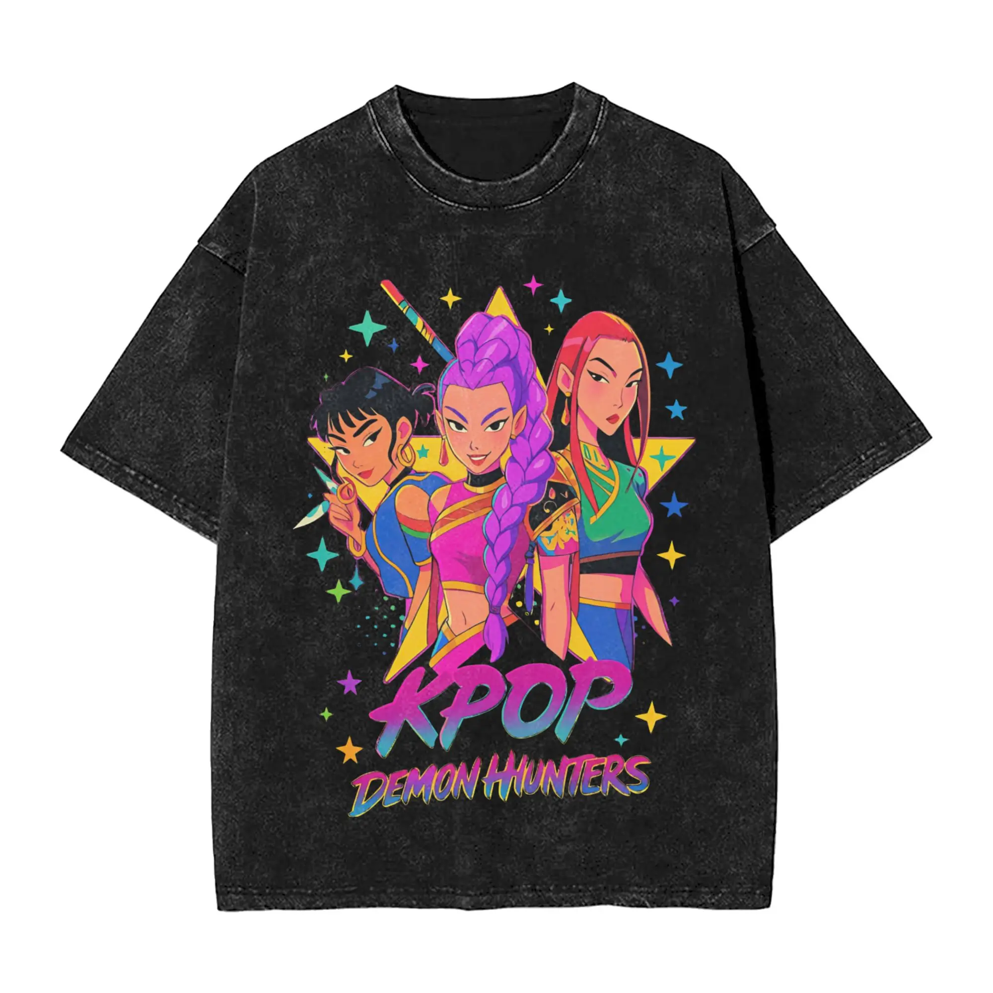 

Kpop Demon Hunters Inspired Pop Art T-Shirt Fashion T Shirts Short-Sleeve Vintage Tshirt Beach Cotton Crew Neck Oversize Tees
