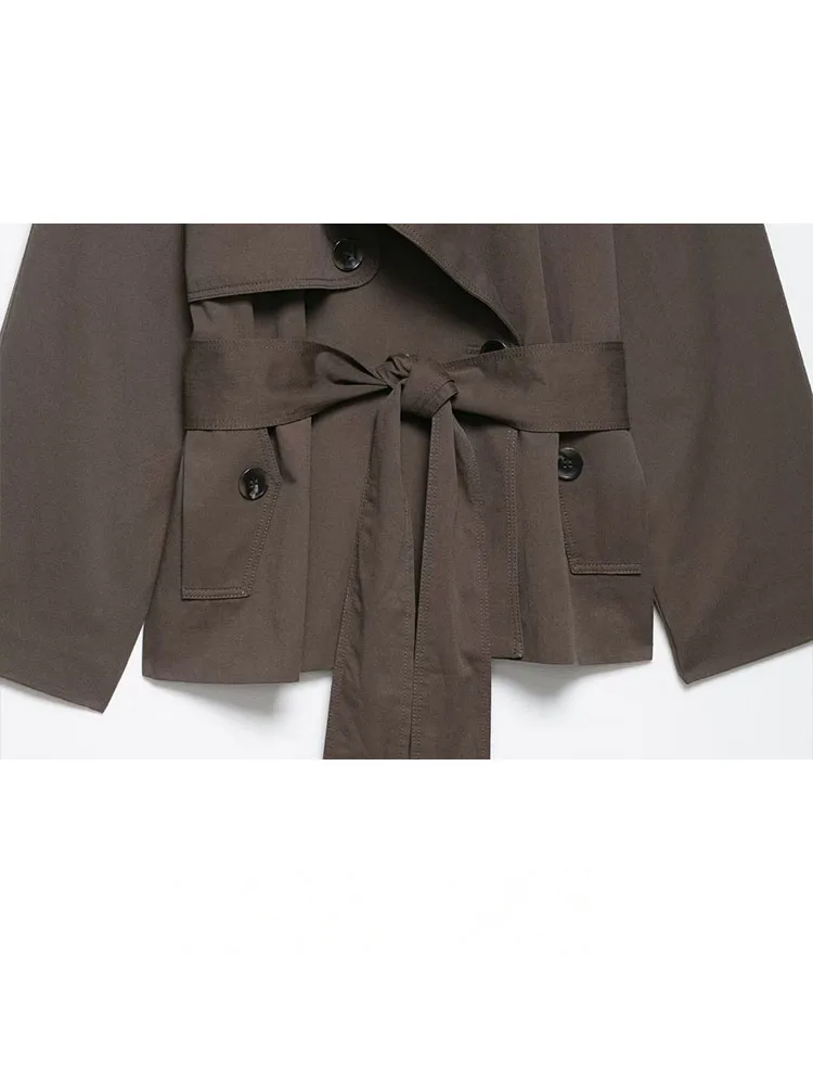 HH Mulheres Outono Moda Casacos Sólidos Turn-Down Collar Mangas Compridas Lace-Up Decoração Single-Breasted Feminino Chic Jaquetas