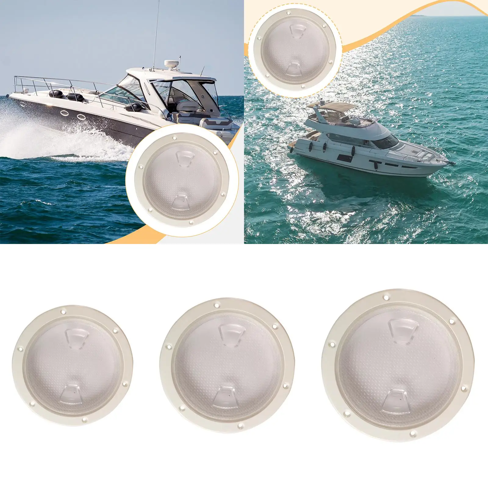 Boat Hatch Round Non Slip Plate Cover Clear Inspection Deck Hatch for Marine RV Kayak Fishing Boat