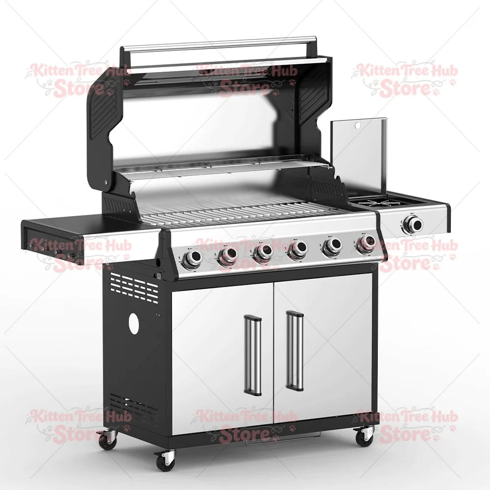 Portable Stainless Steel Gas Grill 2 Burners Tabletop Barbecue Gas Grill