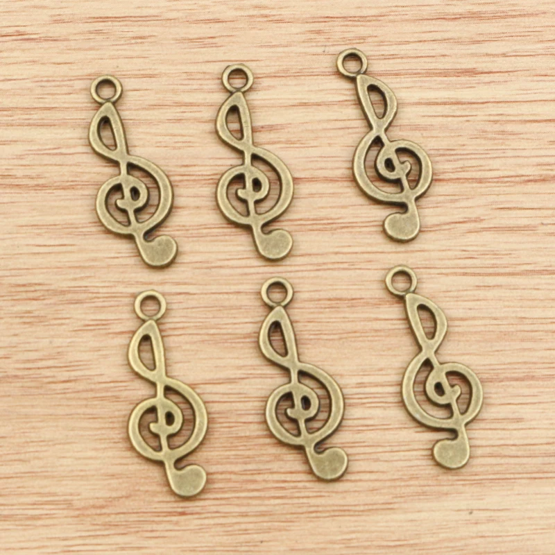 20pcs 26x10mm Antique Silver Plated Bronze Plated Music Handmade Charms Pendant:DIY for bracelet necklace