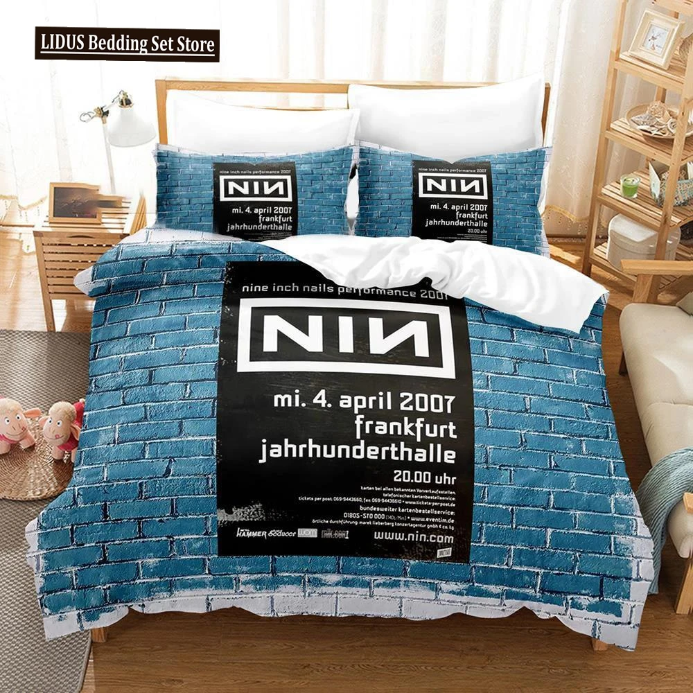 

3D Printed Nine Inch Nails NIN Bedding Set Duvet Cover Bedroom Comforter Single Twin King ​Size Quilt Cover Home Textile 2/3PCS