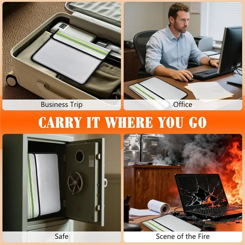 EF-5200 ℉ مجموعة حقائب مستندات مقاومة للحريق - أكياس أمان مقاومة للماء وعاكسة للأشياء الثمينة وجوازات السفر والأوراق #2