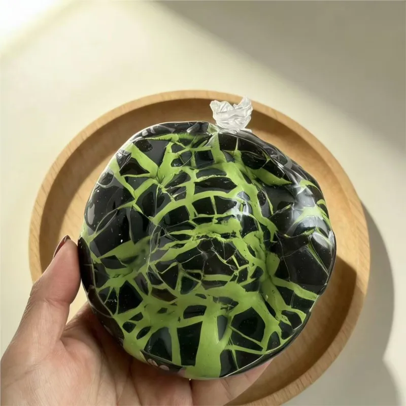 Bola Antiestrés de Chocolate Negro con Menta Matcha de 10 cm, Hecha a Mano, Bola de Menta Negra Crujiente, Juguete Sensorial para Aliviar el Estrés