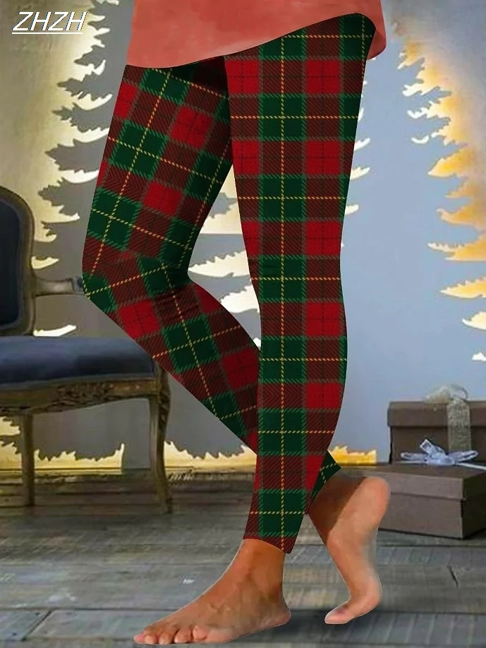 Women's Leggings Fashion Streetwear Basic High Waist Pants Ugly Christmas Graphic Snowman Snowflake Printing Thermal Warm #3