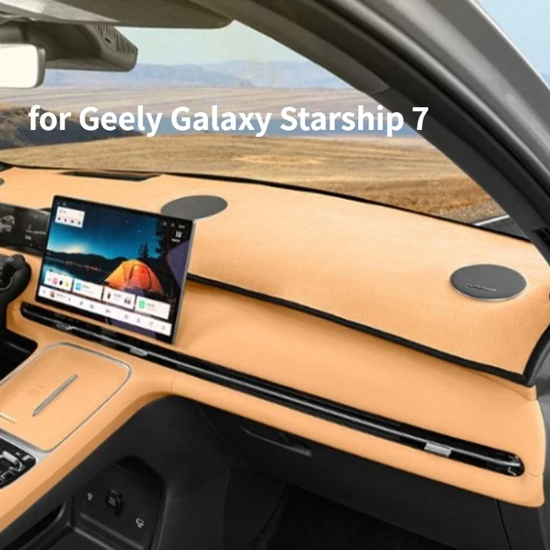 

Для Geely Starship 7EMi Alcantara чехол для приборной панели с защитой от УФ-лучей и антибликовым покрытием, оригинальный козырек для декора интерьера