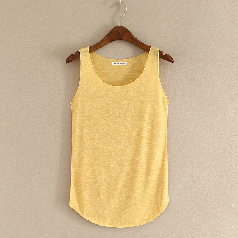 Summer Women's Bamboo Cotton Loose Casual Elastic Strap Tank Top Korean Style Home Marketing Pure Color Other Material 100%