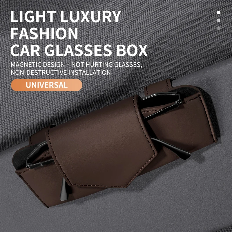 

Luxury Minimalist Auto Glasses Holder | Vegan Leather & Magnet | Visor Mount