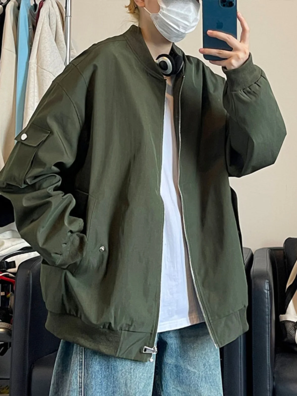 

Loose Fit Spring Baseball Jaet Men's Hong Kong Sle Cool Casual Workwear Couple's Haome INS Top Polyester Fiber