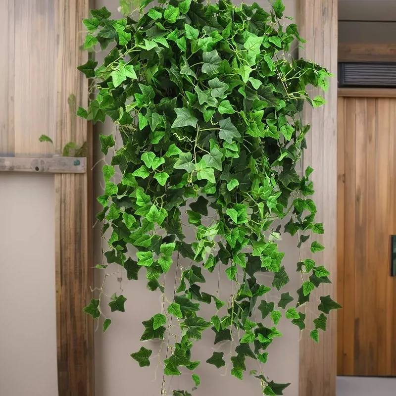 2PCS Artificial Ivy Wall Hanging Green Vine Plant Fake Foliage Greenery for Home Garden Balcony Decoration
