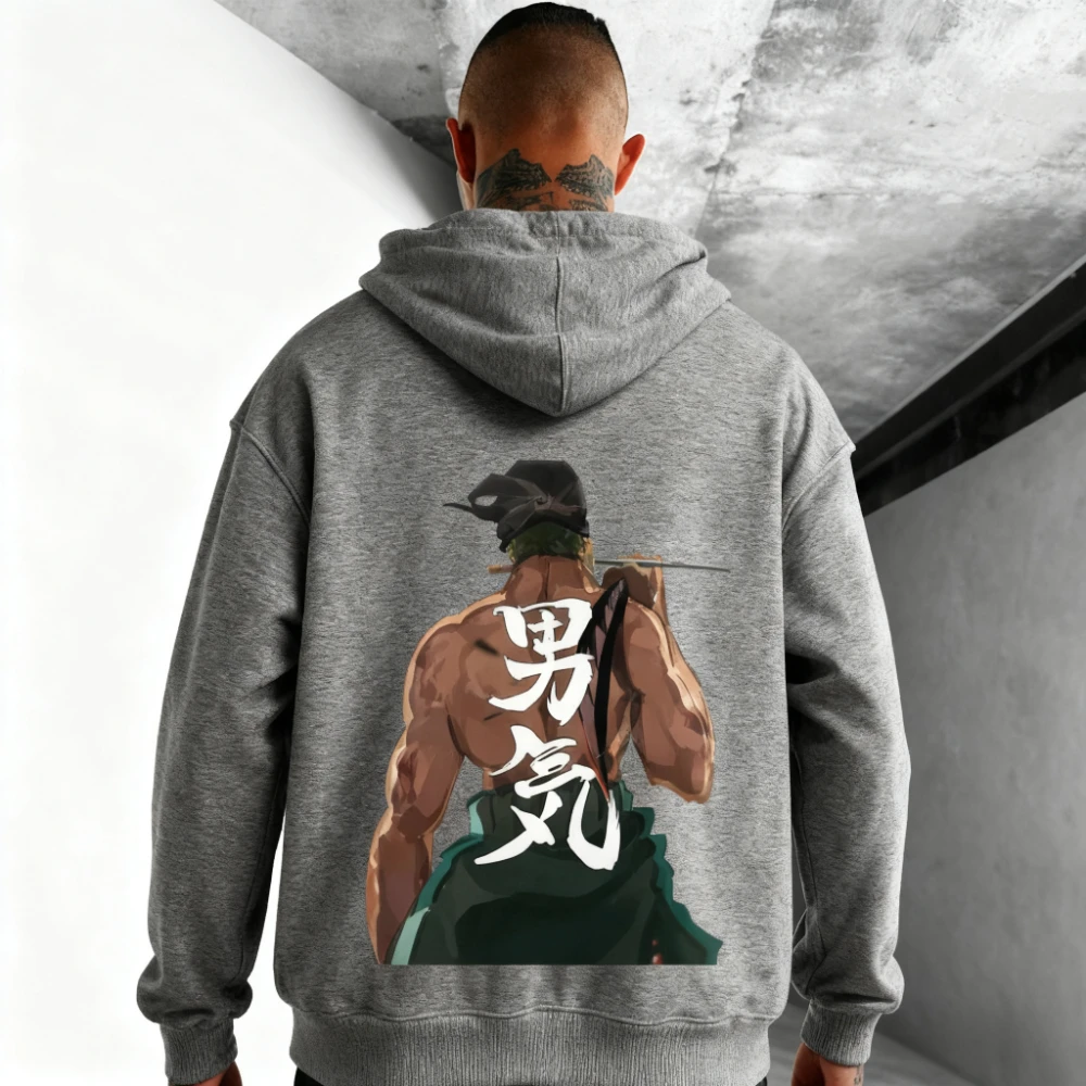 شعبية مانغا قطعة واحدة رورونوا زورو الرجال هوديي القطن اللياقة البدنية ريترو الشارع فضفاض كبير المرأة قصيرة الأكمام عادية Y2K