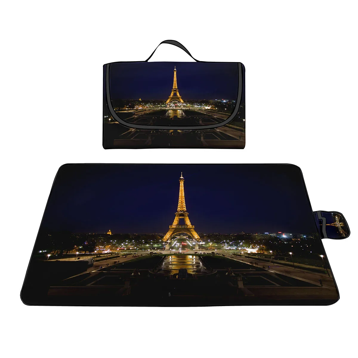 Eiffel Tower Waterproof Foldable Picnic Blankets,Paris French Beach Handy Mat for Spring Outdoor Grass Travel Camping Hiking