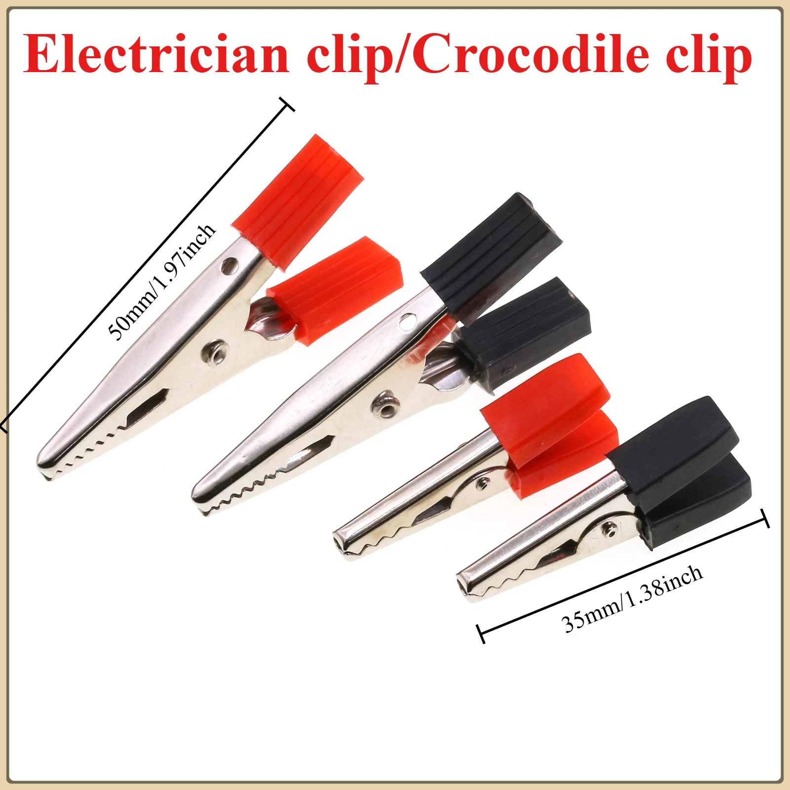 

10PCS/lot 35mm/50mm Plastic Handle Test Probe Metal Alligator Clips