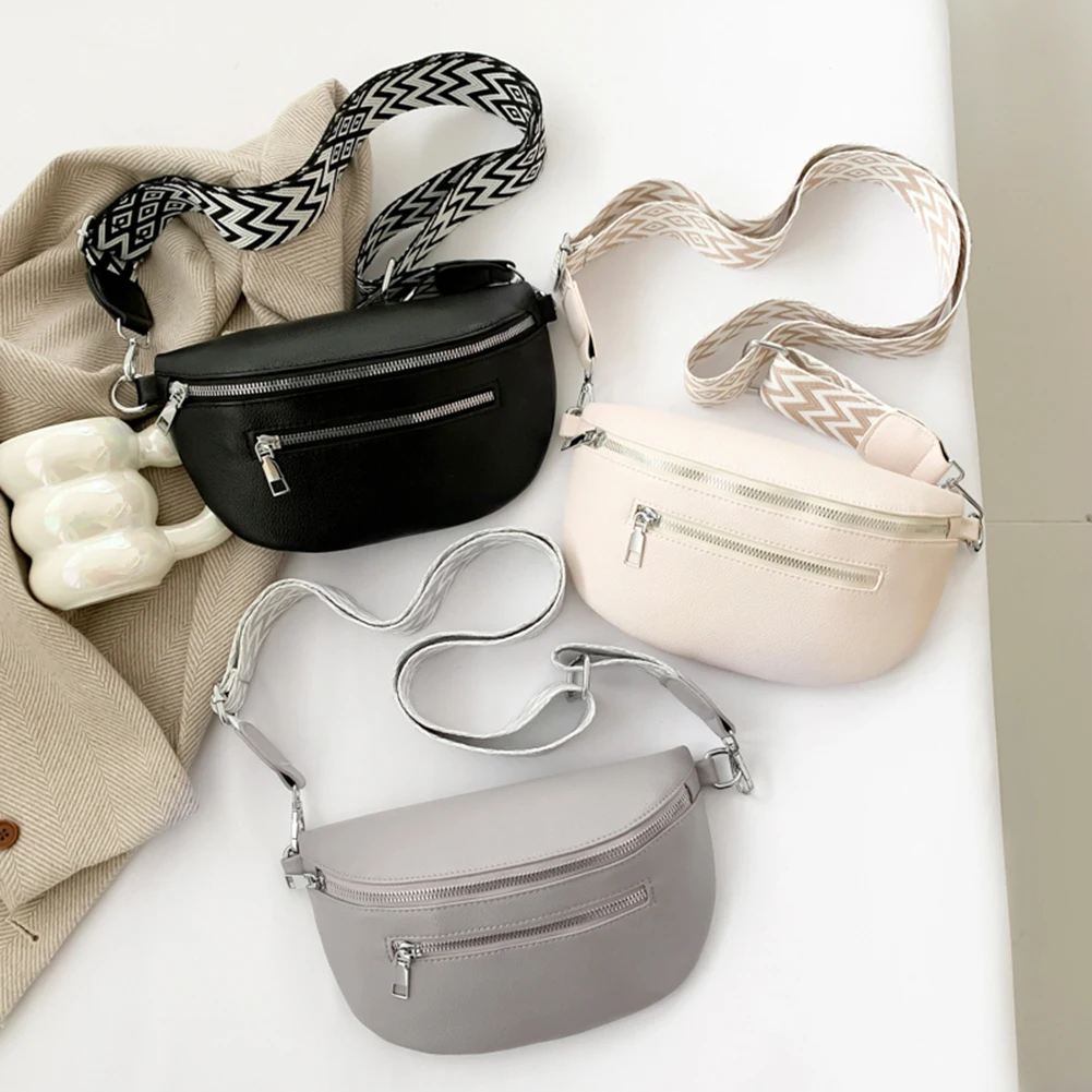 

Women Stylish Crossbody Bag with Wide Strap Vintage Chest Bag Multi-pocket Retro Fanny Pack Travel Outdoor Bag