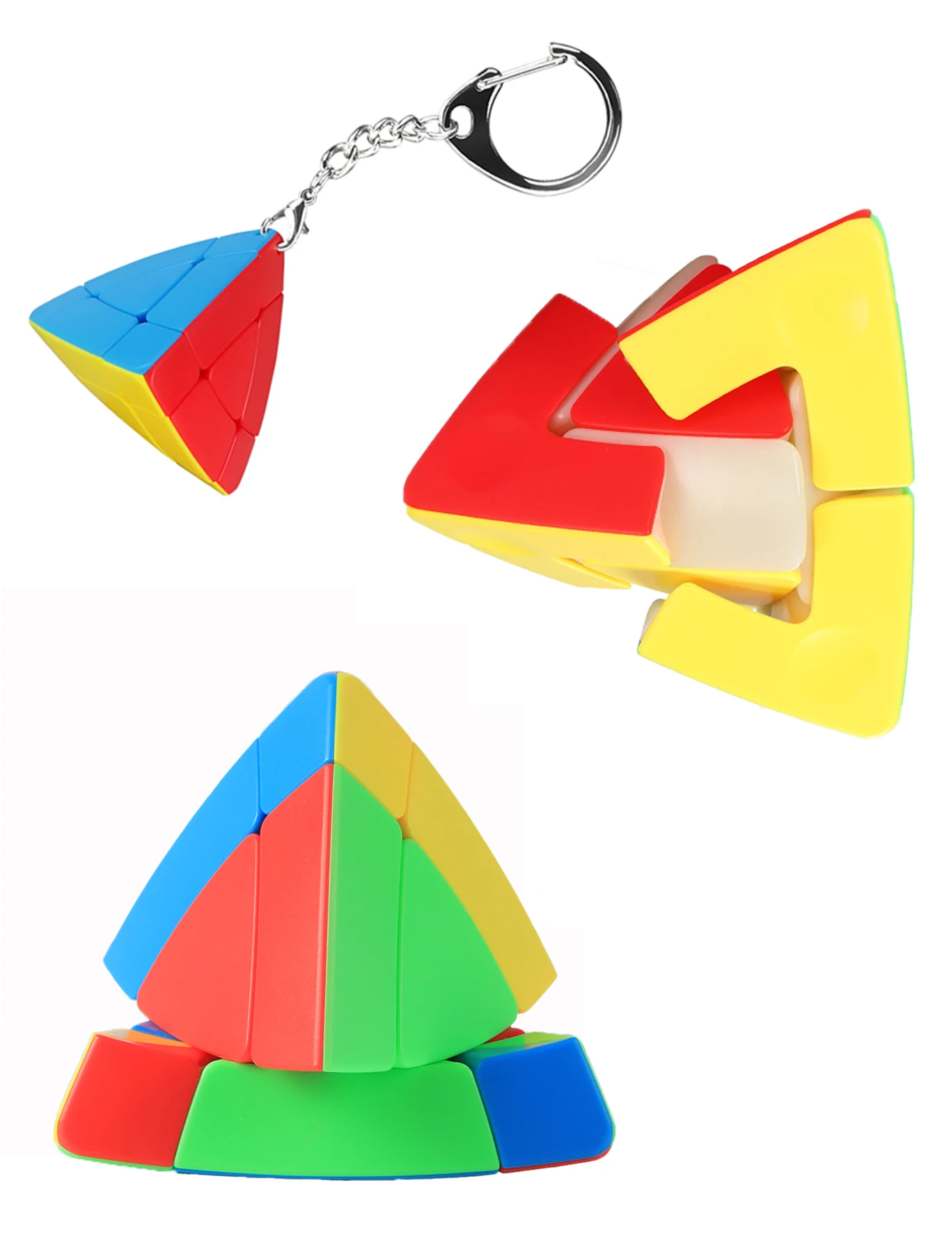 SENGSO Magic Tower 2x2 3x3 Cubo magico Pyraminx Cubo speciale e portachiavi Cubo di velocità senza adesivo Cubo triangolare Cubo Rompicapo