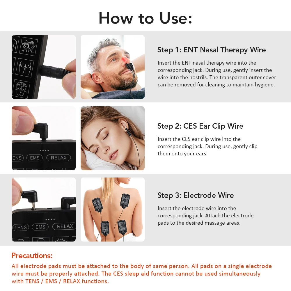 Electric Massage Instrument CES Sleep Aid Device 4 in 1 Multifunctional Therapy Machine Tri-color Light Therapy Nasal Massager