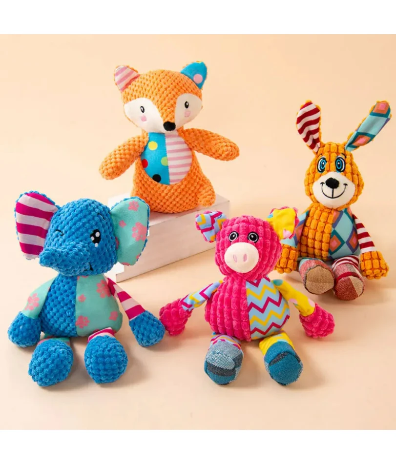 

Pet Dog Plush Toy Cute Fox Elephant Bite Resistant Interactive Squeaky Dog Chewing Toy Dog Teeth Cleaning Sounding Doll Chew Toy